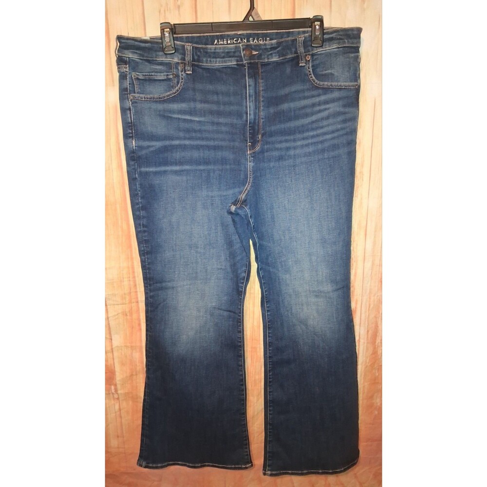 NWOT American Eagle Medium Denim Super High Rise Flare Jeans Sz 22